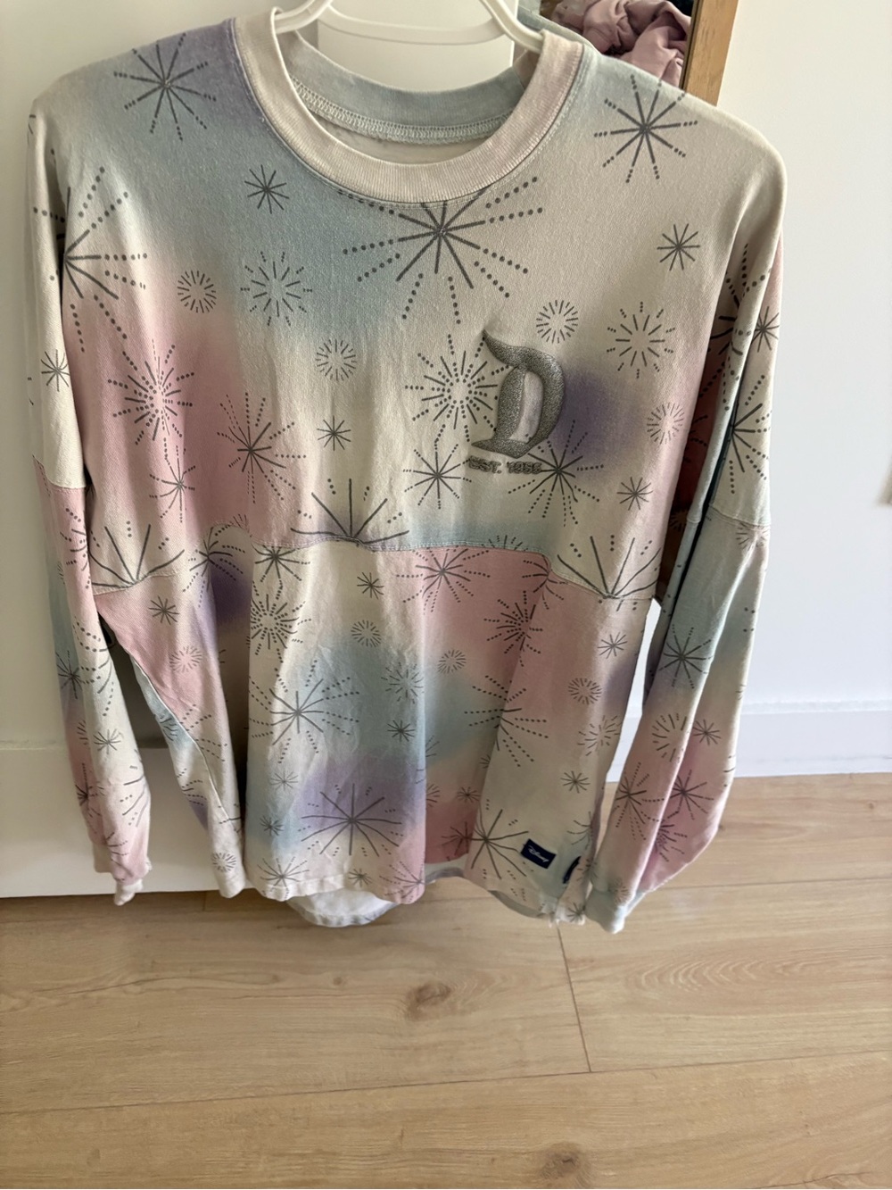 Disney Light Pastel Tie-Dye Sweatshirt with Sparkle Emblem